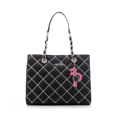 Black quilted chain handle tote bag